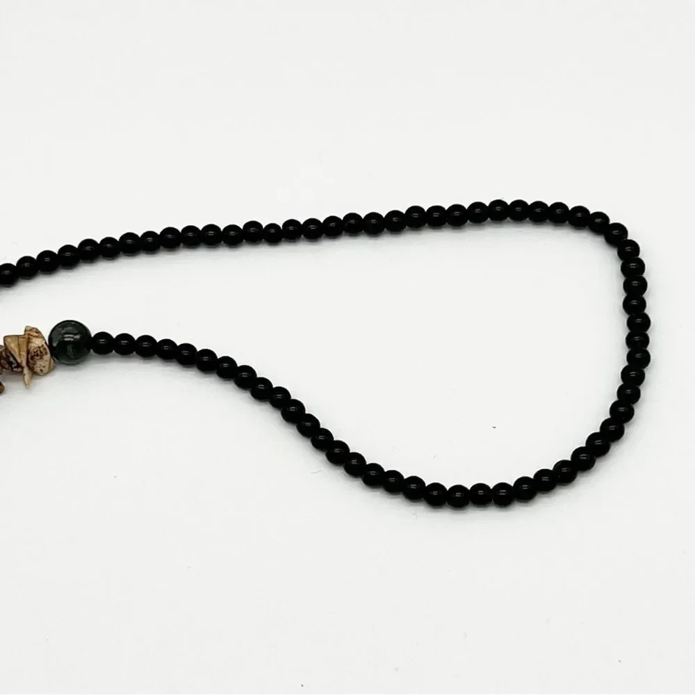 Natural Stone Round Bead Oval Pendant Chip Tassel Boho Fashion Necklace 34”